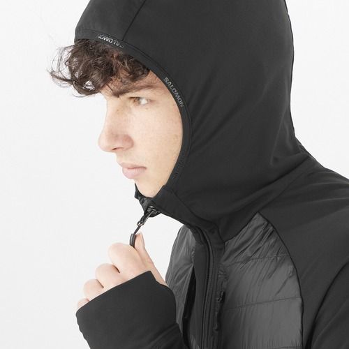 Мъжко хибридно яке Salomon Elixir Hybrid Hoodie Insulated deep black