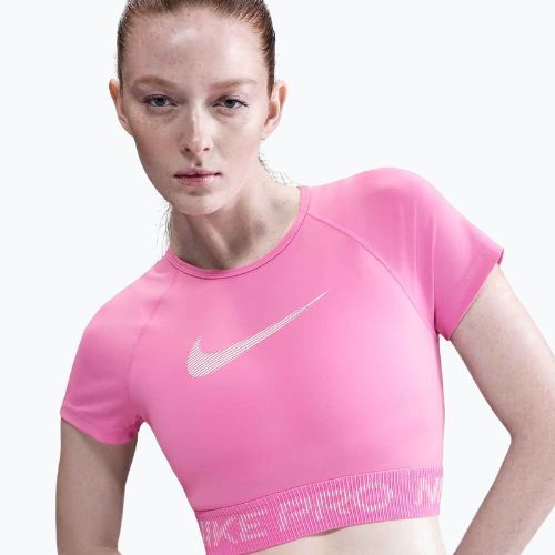 Дамски топ за тренировка Nike Pro Dri-Fit Graphic Cropped playful pink/pink foam/white