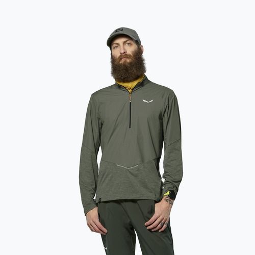 Мъжка блуза с дълъг ръкав Salewa Pedroc Dry Wind Half Zip Tee faded green