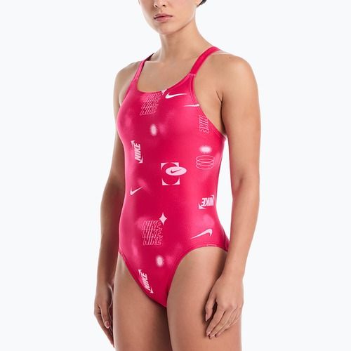 Дамски цял бански костюм Nike Hydrastrong Fastback rush pink