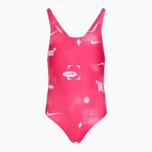 Детски цял бански костюм Nike Hydrastrong Fastback rush pink