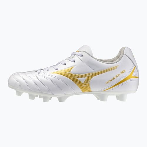 Детски футболни обувки Mizuno Monarcida Neo III Select FG white/mp gold