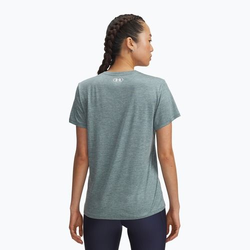 Дамска тениска за тренировка Under Armour Tech V-Twist jasper blue/white