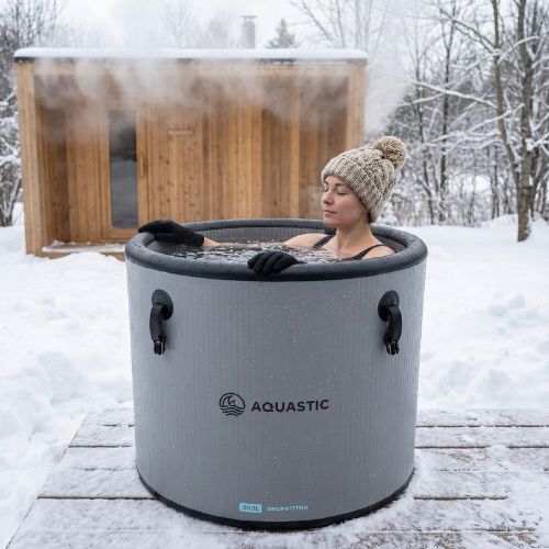 Басейн за моржуване AQUASTIC BrrFree 382 l dropstitch grey winter