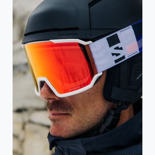 Скиорска маска Salomon S/View 3 white/ml mid red