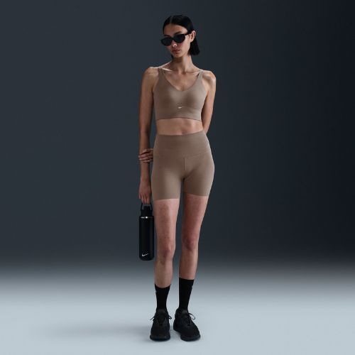 Спортен сутиен Nike Alate Medium Support Longline mink brown/white