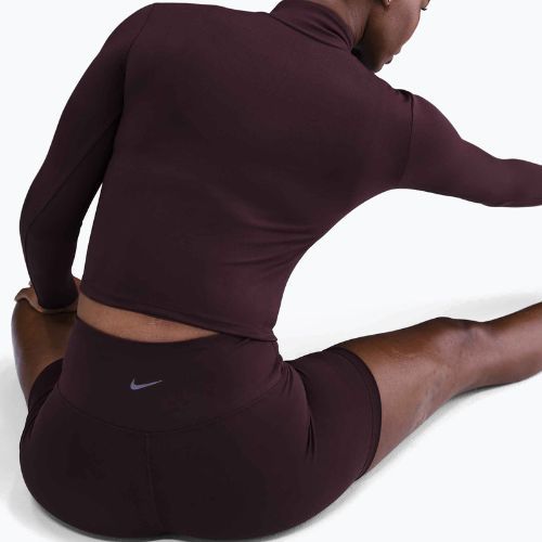 Дамска блуза с дълъг ръкав Nike One Fitted Dri-Fit 1/4 Zip Mid Layer burgundy crush/white