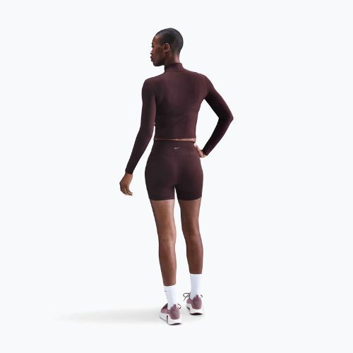 Дамска блуза с дълъг ръкав Nike One Fitted Dri-Fit 1/4 Zip Mid Layer burgundy crush/white