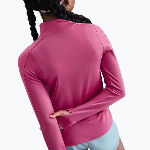 Детска блуза с дълъг ръкав за тренировка Nike Dri-Fit 1/4 Zip sweet beet/white