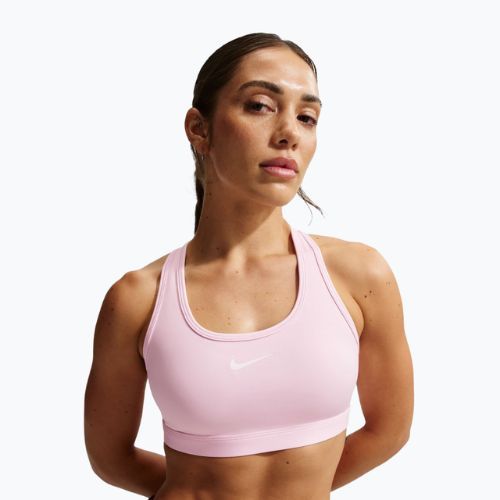 Спортен сутиен Nike Swoosh Medium Support pink foam/stone mauve/white