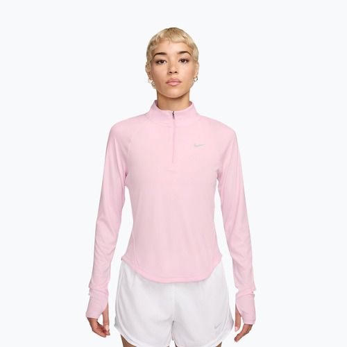 Дамска блуза с дълъг ръкав за бягане Nike Tempo Swoosh Run Dri-Fit 1/4-Zip pink foam/white