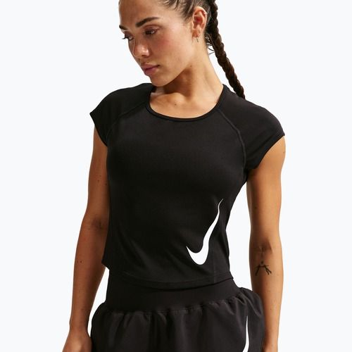 Дамска тениска за бягане Nike Swoosh Run Dri-Fit black/white/white