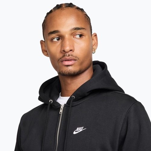 Мъжки суитшърт Nike Club Full Zip Hoodie black/black/white