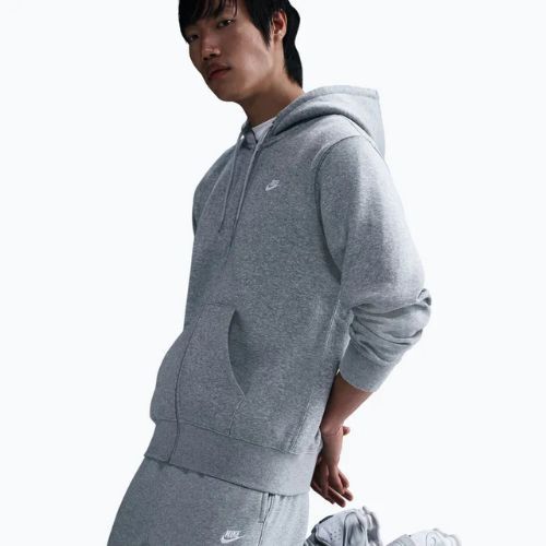 Мъжки суитшърт Nike Club Full Zip Hoodie dark grey heather/light smoke grey/white