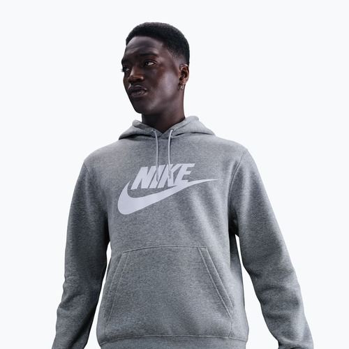 Мъжки суитшърт Nike Club Pullover Hoodie dark grey heather/light smoke grey/white