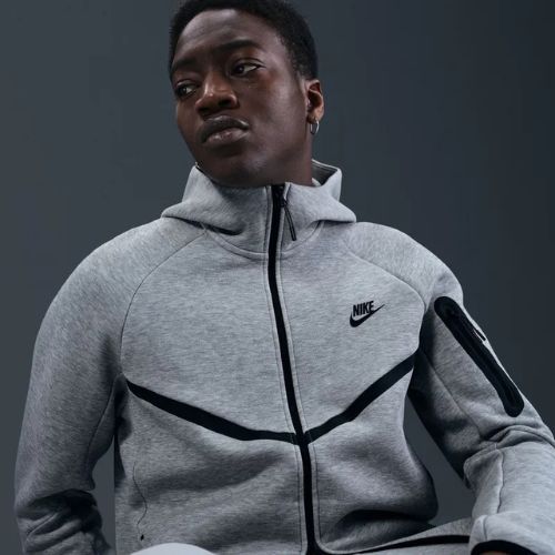Мъжки суитшърт Nike Tech Windrunner Full Zip cavе dark grey heather/black
