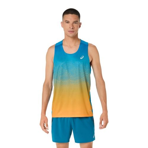 Мъжка тениска за бягане ASICS Road Fade Singlet aegean blue/yamabuki