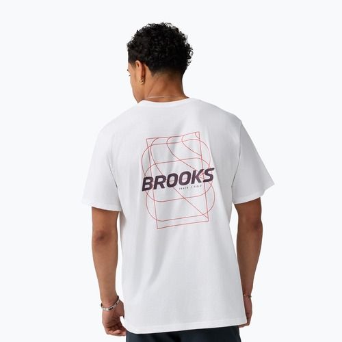 Мъжка тениска за бягане Brooks Graphic white/burgundy blaze/cosmic