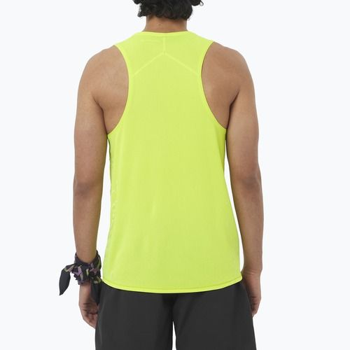 Мъжка тениска за бягане Salomon Sense Aero Singlet GFX acid lime