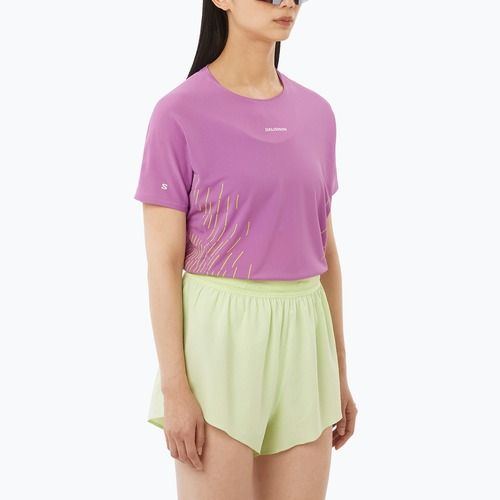 Дамска тениска за бягане Salomon Sense Aero SS Tee GFX iris orchid/acid lime