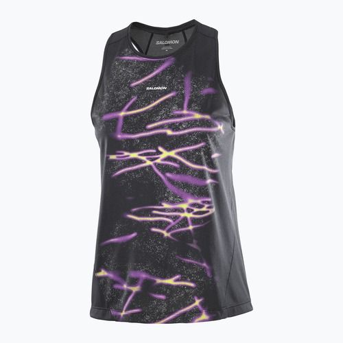 Дамска тениска за бягане Salomon Shakeout Core Tank GFX deep black