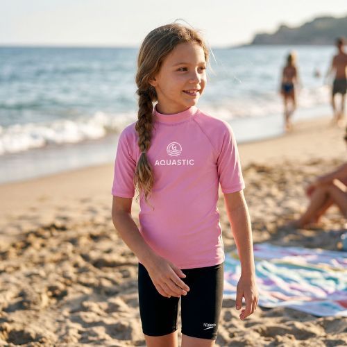 Детска тениска AQUASTIC Rimos UV 50+ UPF pink