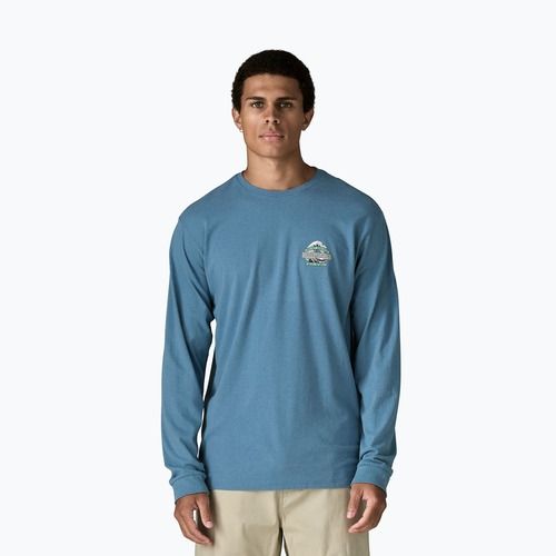 Мъжка блуза с дълъг ръкав за трекинг Patagonia Great Waves Responsibili Tee shore blue
