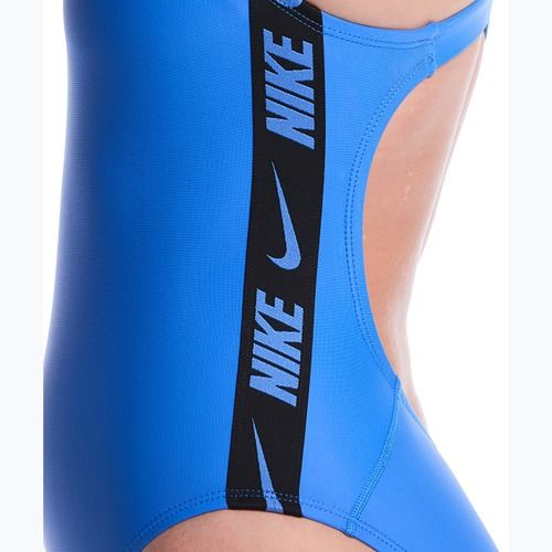 Дамски цял бански костюм Nike Logo Tape Fastback blue crystal