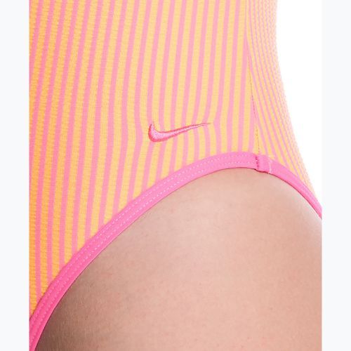 Дамски цял бански костюм Nike Ocean Bound Ripple Texture Square Neck pink glow