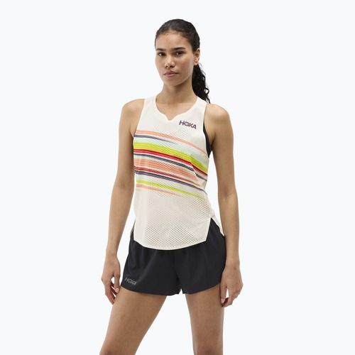 Дамска тениска за бягане HOKA Race Day Singlet alabaster flare
