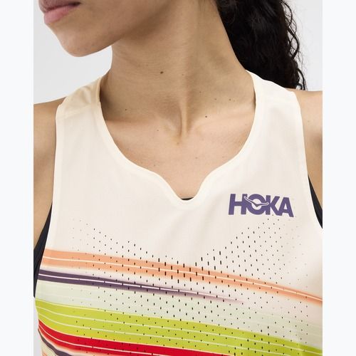 Дамска тениска за бягане HOKA Race Day Singlet alabaster flare