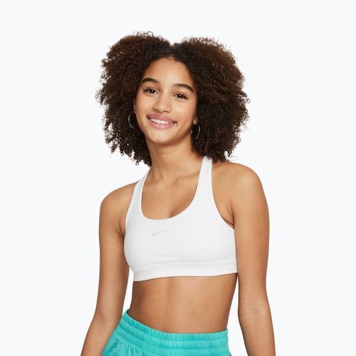 Детски спортен сутиен Nike Swoosh white/pure platinum