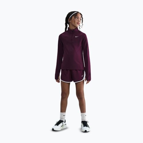 Детска блуза с дълъг ръкав за тренировка Nike Dri-Fit 1/4 Zip bordeaux/white