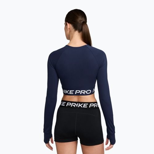 Дамски топ с дълъг ръкав за тренировка Nike Pro 365 Dri-Fit midnight navy/white