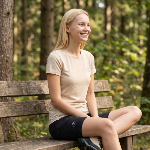 Дамска тениска за трекинг KADVA Merivra merino beige