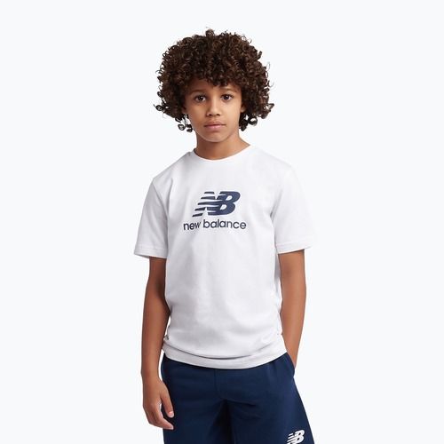 Детски комплект New Balance Stacked Logo Tee & FT Short nb bright white