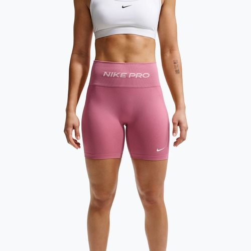 Дамски тренировъчни шорти Nike Pro Seamless High Waisted Biker 5" peony/white