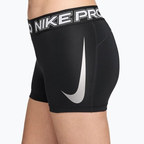 Дамски тренировъчни шорти Nike Pro Mid Rise Biker 3" black/white/metallic silver