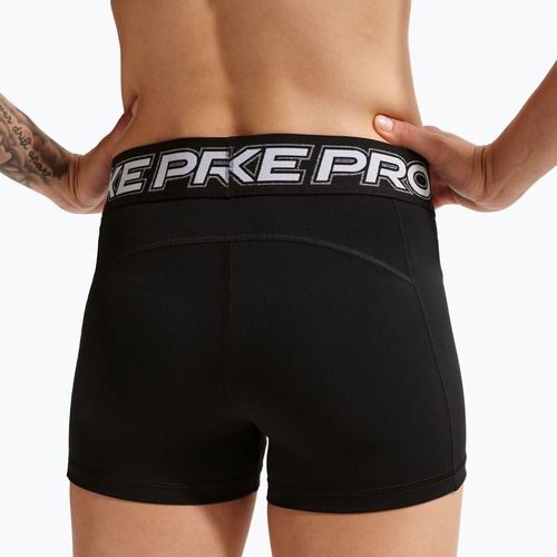 Дамски тренировъчни шорти Nike Pro Mid Rise Biker 3" black/white/metallic silver