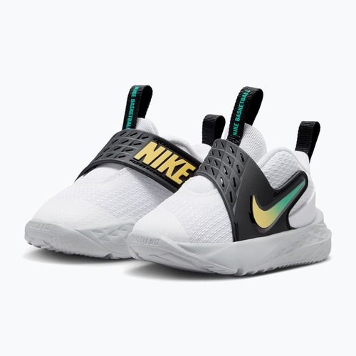Детски обувки Nike Team Hustle D 12 white/black/clear emerald/topaz gold