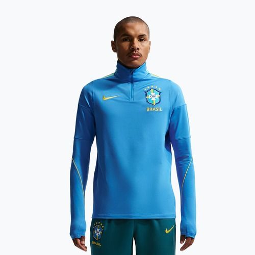 Мъжки футболен суитшърт Nike Brazil Strike light photo blue/light menta/midwest gold