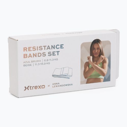 Комплект ластици за упражнения XTREXO x Anna Lewandowska bands Beige/Azul Bruma