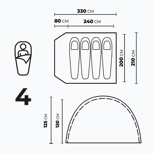Четириместна палатка за къмпинг KADVA CAMPdome 4 синя