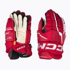 CCM Tacks XF Pro SR червени/бели ръкавици за хокей