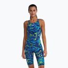 Дамски цял костюм за плуване TYR Thresher Open Back Hyperblitz blue/green