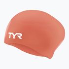 Шлем за плуване TYR Long Hair Wrinkle Free Silicone coral/white