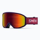 Детска скиорска маска Smith Reason OTG S3 deep plum gradient/red solx mirror antifog