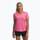 Дамска тренировъчна тениска Under Armour Tech V-Twist супер розово/бяло