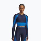 Дамска тренировъчна блуза с дълъг ръкав Under Armour HeatGear Rib 1/4 Zip washed navy/blue atlantis/blue atlantis