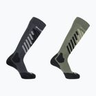 Скиорски чорапи Salomon S/Access 2-Pack anthracite/deep lichen green